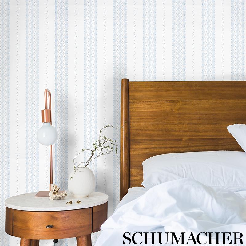 Schumacher Nauset Stripe Indigo Wallpaper