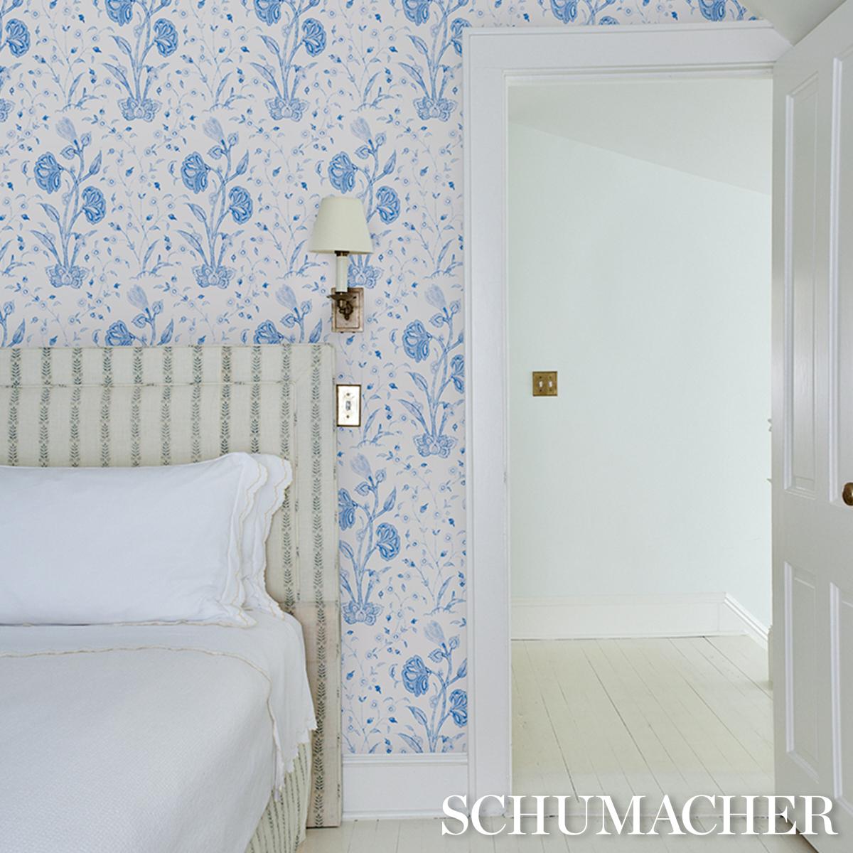 Schumacher Khilana Floral Porcelain Wallpaper
