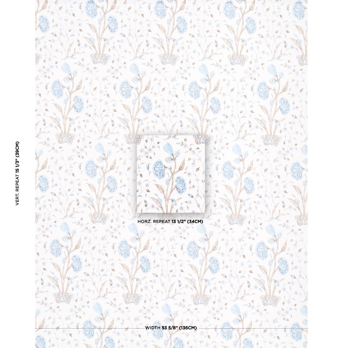 Schumacher Khilana Floral Sky Wallpaper