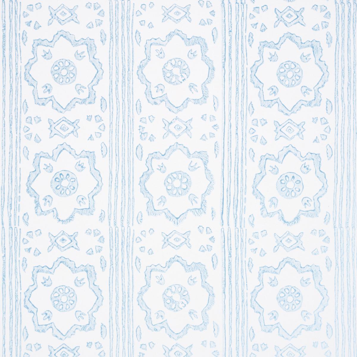 Schumacher Sunda Hand Blocked Print Sky Wallpaper
