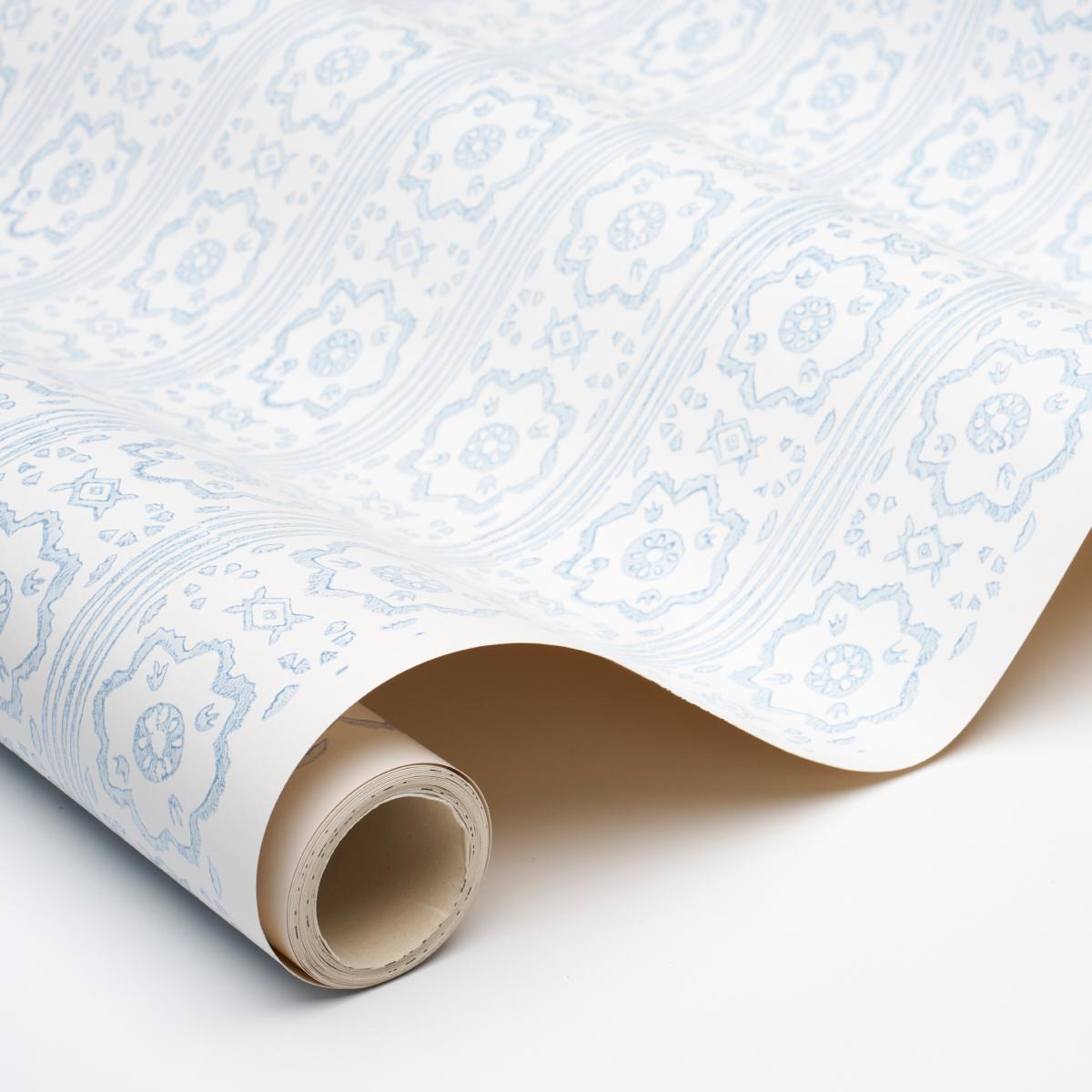 Schumacher Sunda Hand Blocked Print Sky Wallpaper