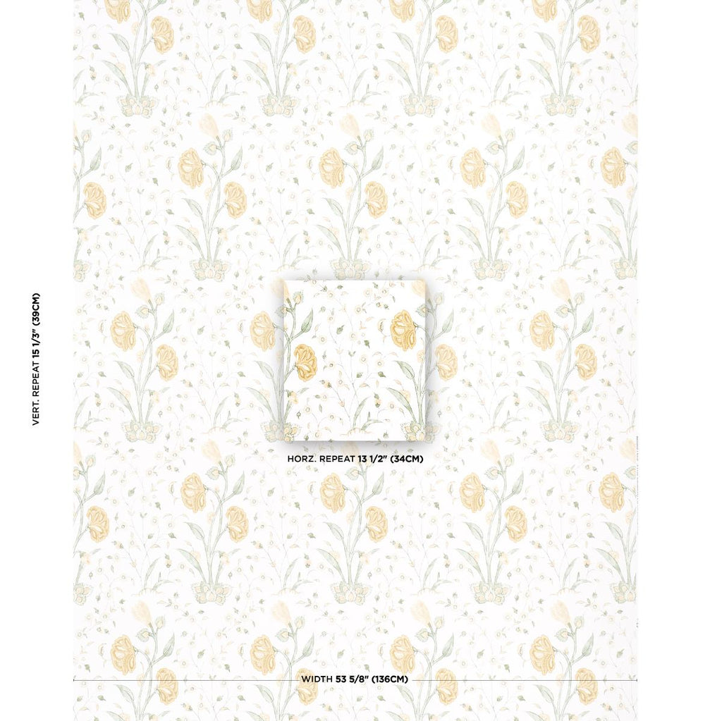 Schumacher Khilana Floral Marigold Wallpaper