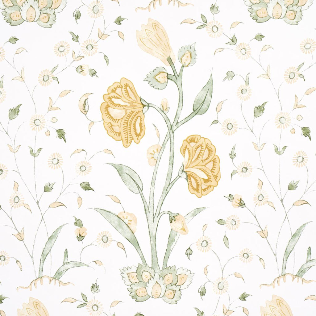 Schumacher Khilana Floral Marigold Wallpaper