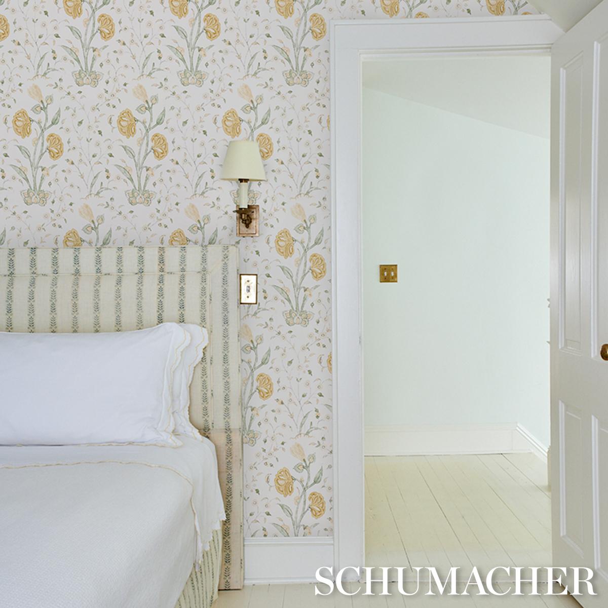 Schumacher Khilana Floral Marigold Wallpaper