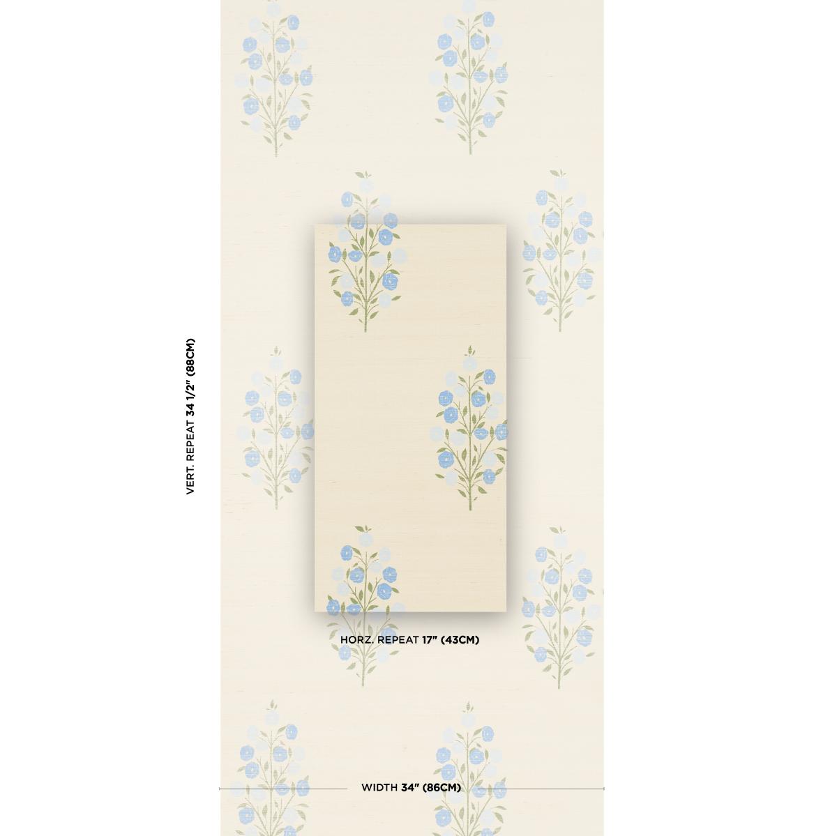 Schumacher Josepha Sisal Blue Wallpaper