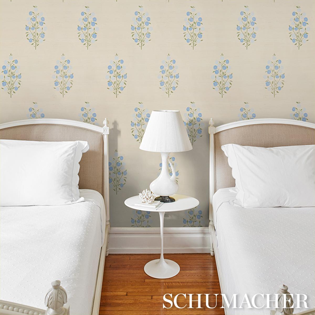 Schumacher Josepha Blue Wallpaper