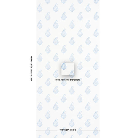 Schumacher Kerala Paisley Ii Blue Wallpaper