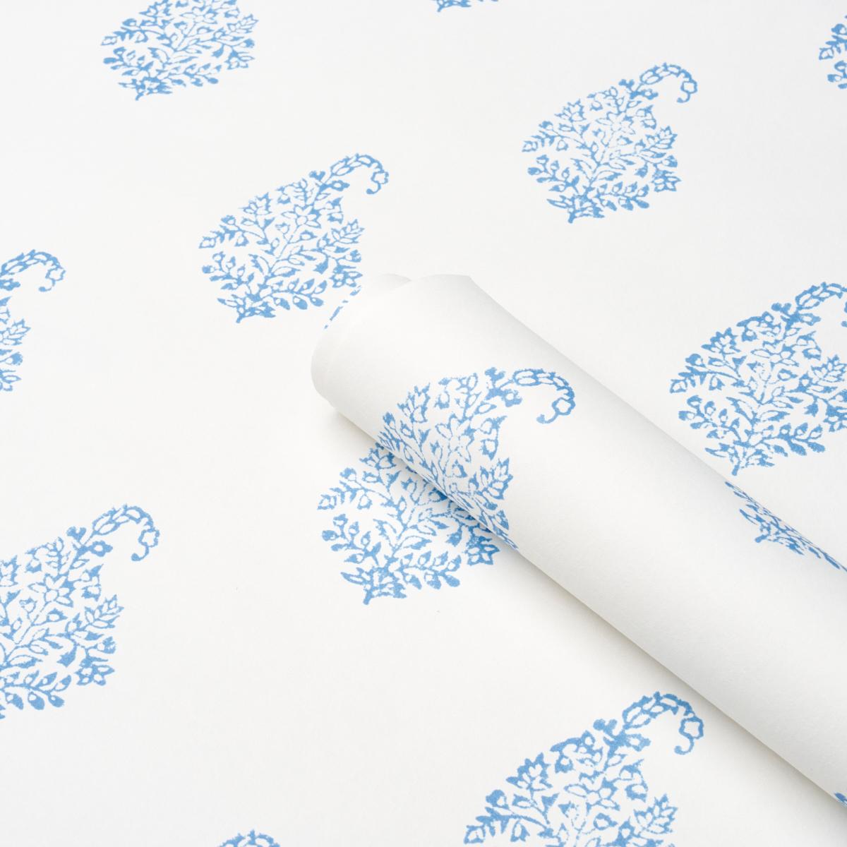 Schumacher Kerala Paisley Ii Blue Wallpaper