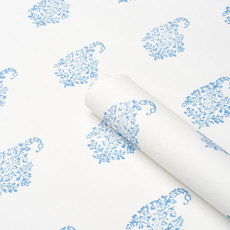 Schumacher Kerala Paisley Ii Blue Wallpaper