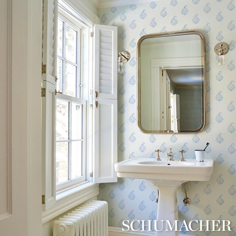 Schumacher Kerala Paisley Ii Blue Wallpaper