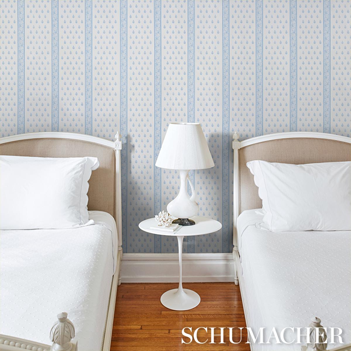 Schumacher Katsura Stripe Ii Chambray Wallpaper