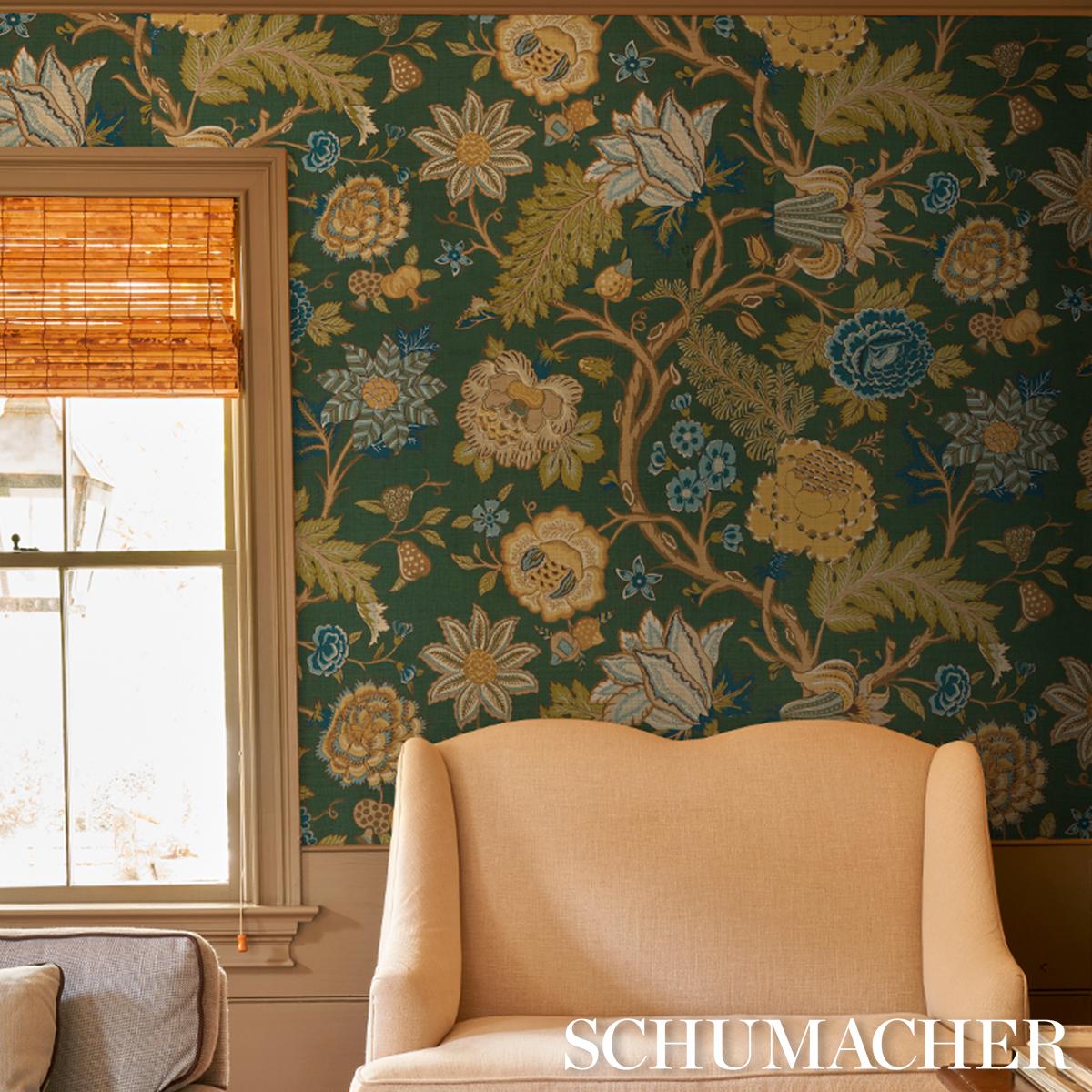 Schumacher Darsy Tree Of Life Sisal Panel Set Juniper Wallpaper