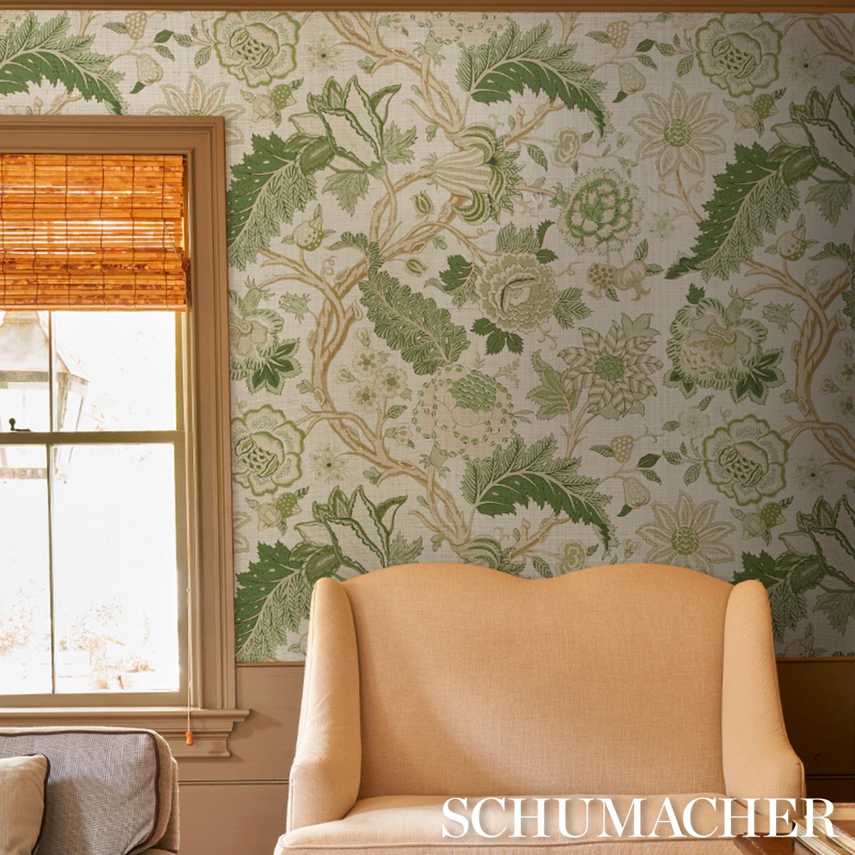 Schumacher Darsy Tree Of Life Sisal Panel Set Leaf Wallpaper