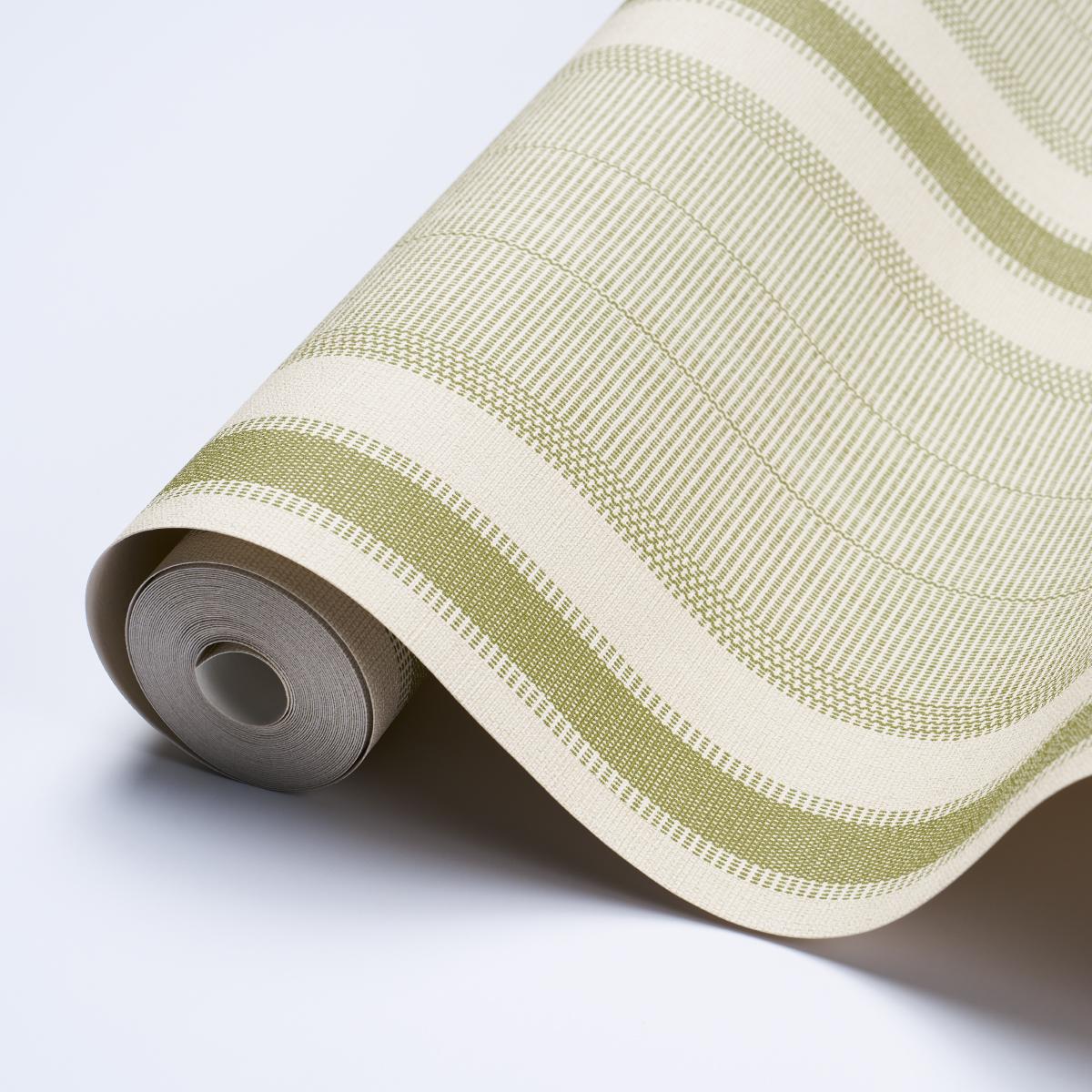 Schumacher Ipala Stripe Vinyl Fern Wallpaper