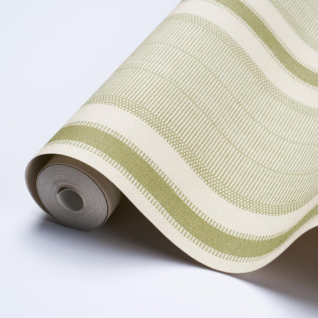 Schumacher Ipala Stripe Vinyl Fern Wallpaper