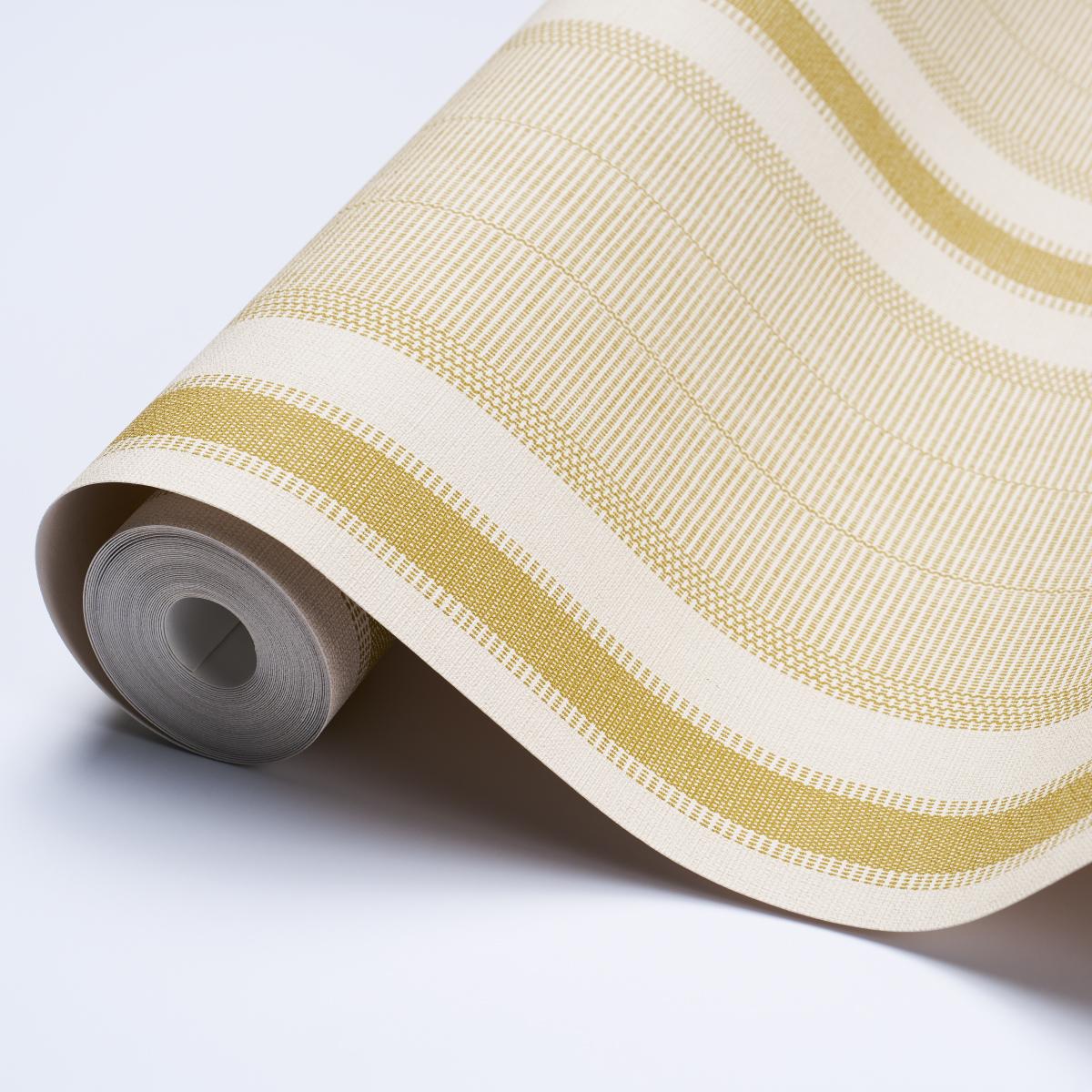 Schumacher Ipala Stripe Vinyl Ochre Wallpaper
