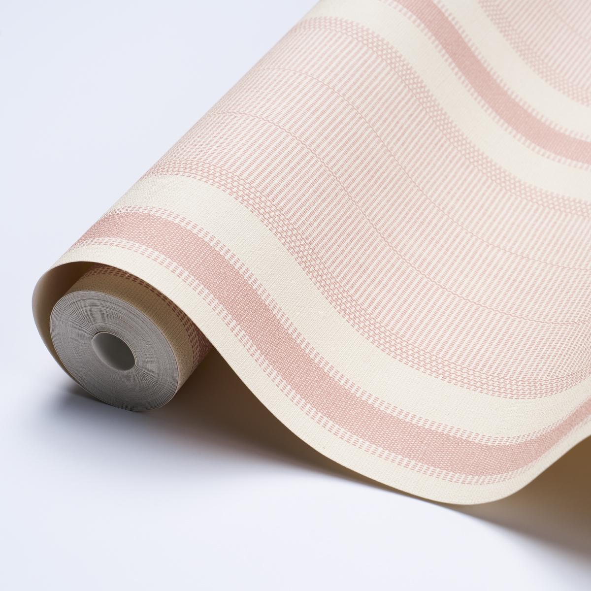 Schumacher Ipala Stripe Vinyl Blush Wallpaper