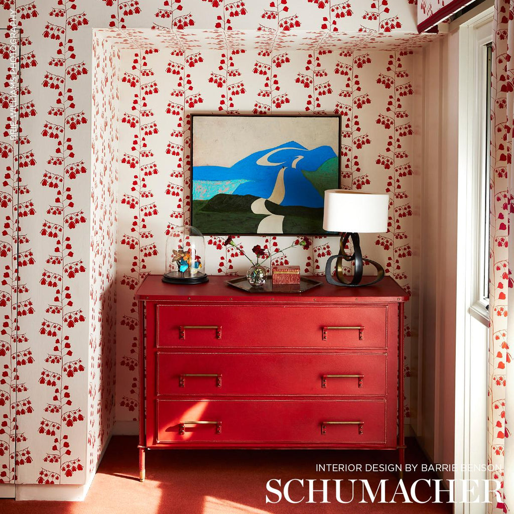 Schumacher Bleeding Hearts Red Wallpaper
