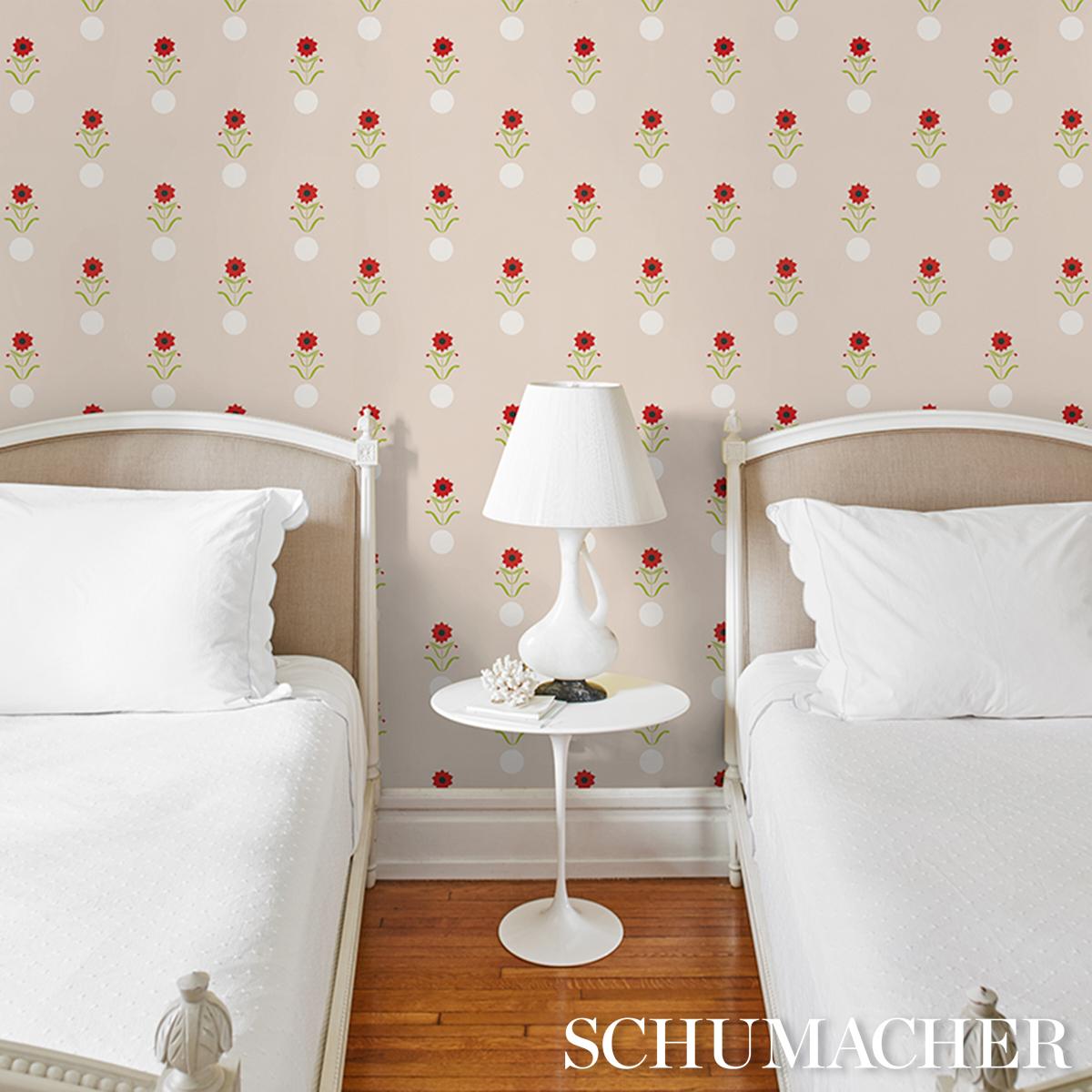 Schumacher Forget Me Dots Neutral Wallpaper