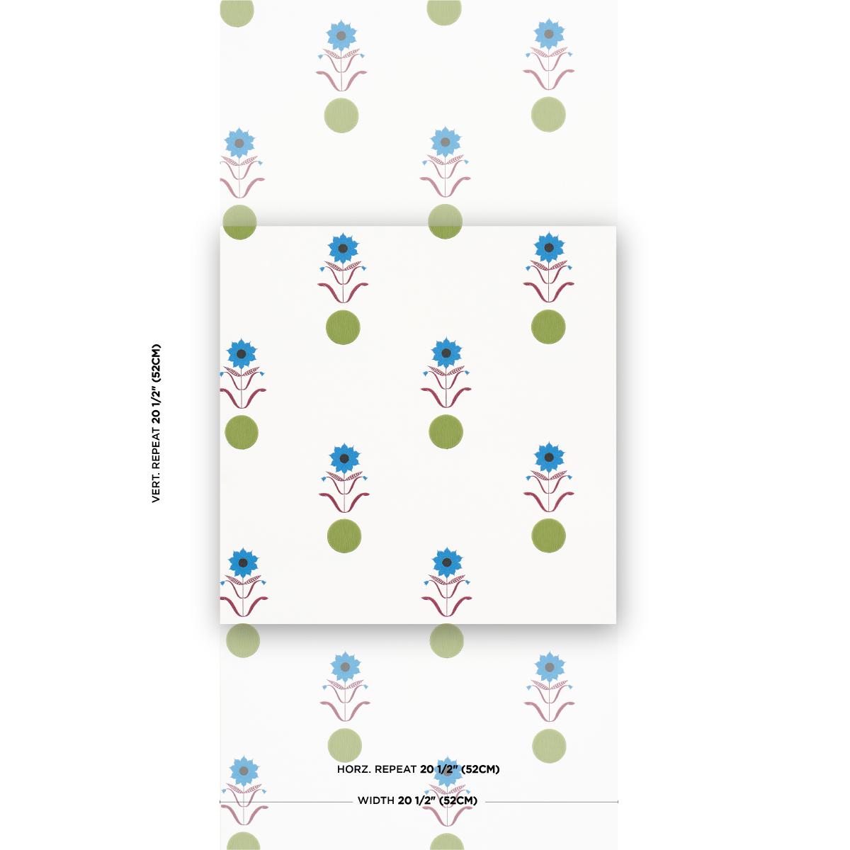 Schumacher Forget Me Dots Blue & Plum Wallpaper