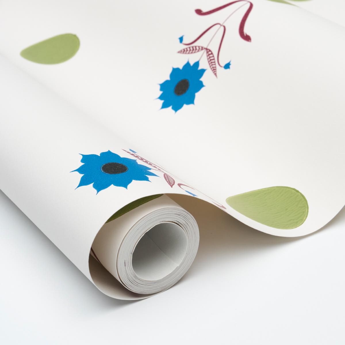 Schumacher Forget Me Dots Blue & Plum Wallpaper