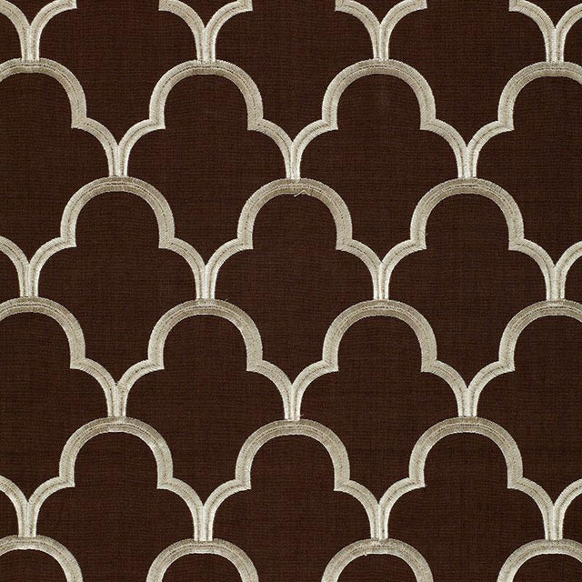 Schumacher Scallop Embroidery Espresso Fabric