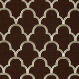Schumacher Scallop Embroidery Espresso Fabric