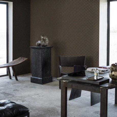 Borastapeter Chevron Dots Brown And Gold Wallpaper