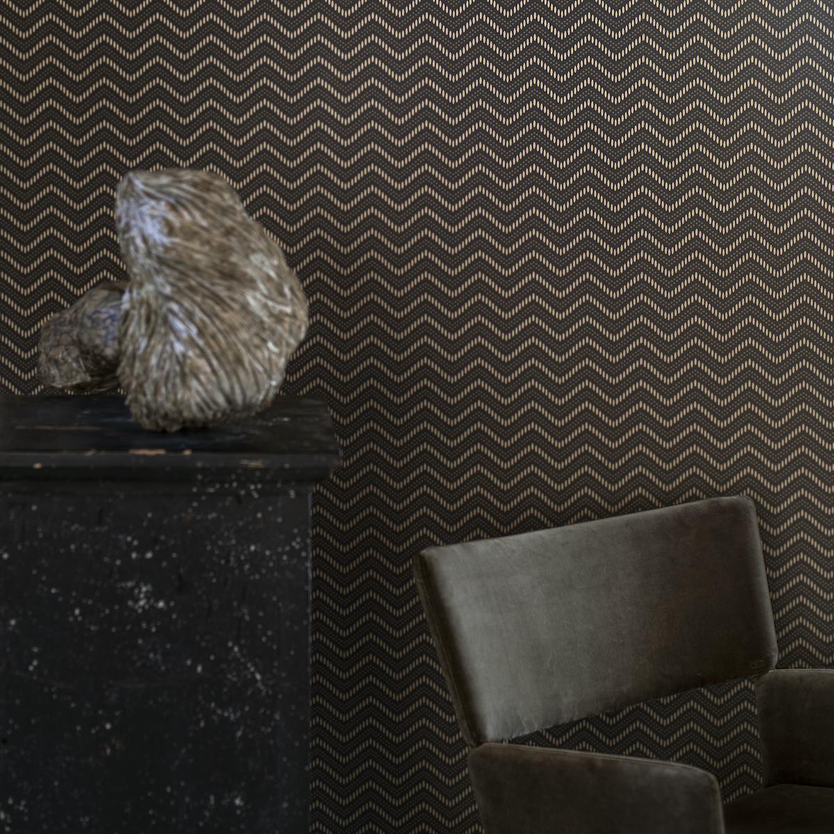 Borastapeter Chevron Dots Brown And Gold Wallpaper