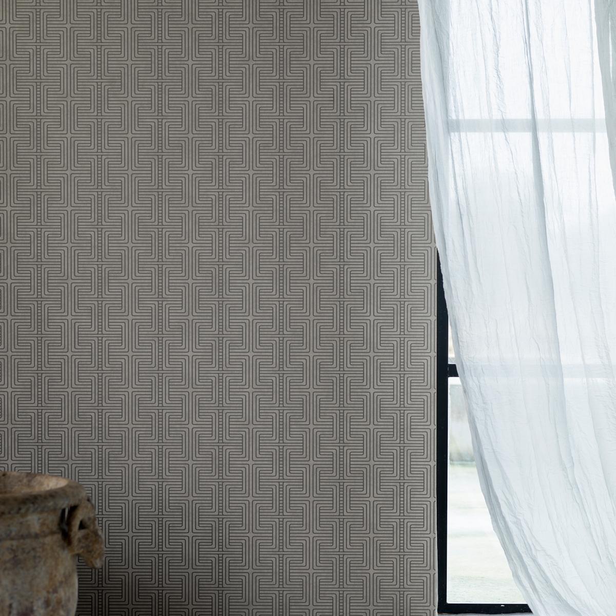 Borastapeter Geo Tribe Pewter Wallpaper