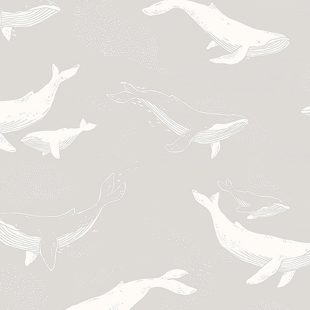 Borastapeter Whales Grey Wallpaper