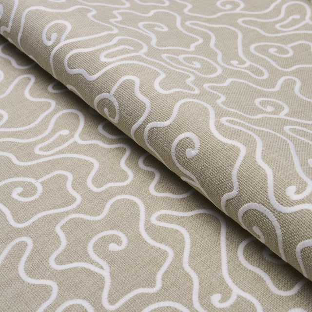 Schumacher Noyo Indoor/Outdoor Embroidery Flax Fabric