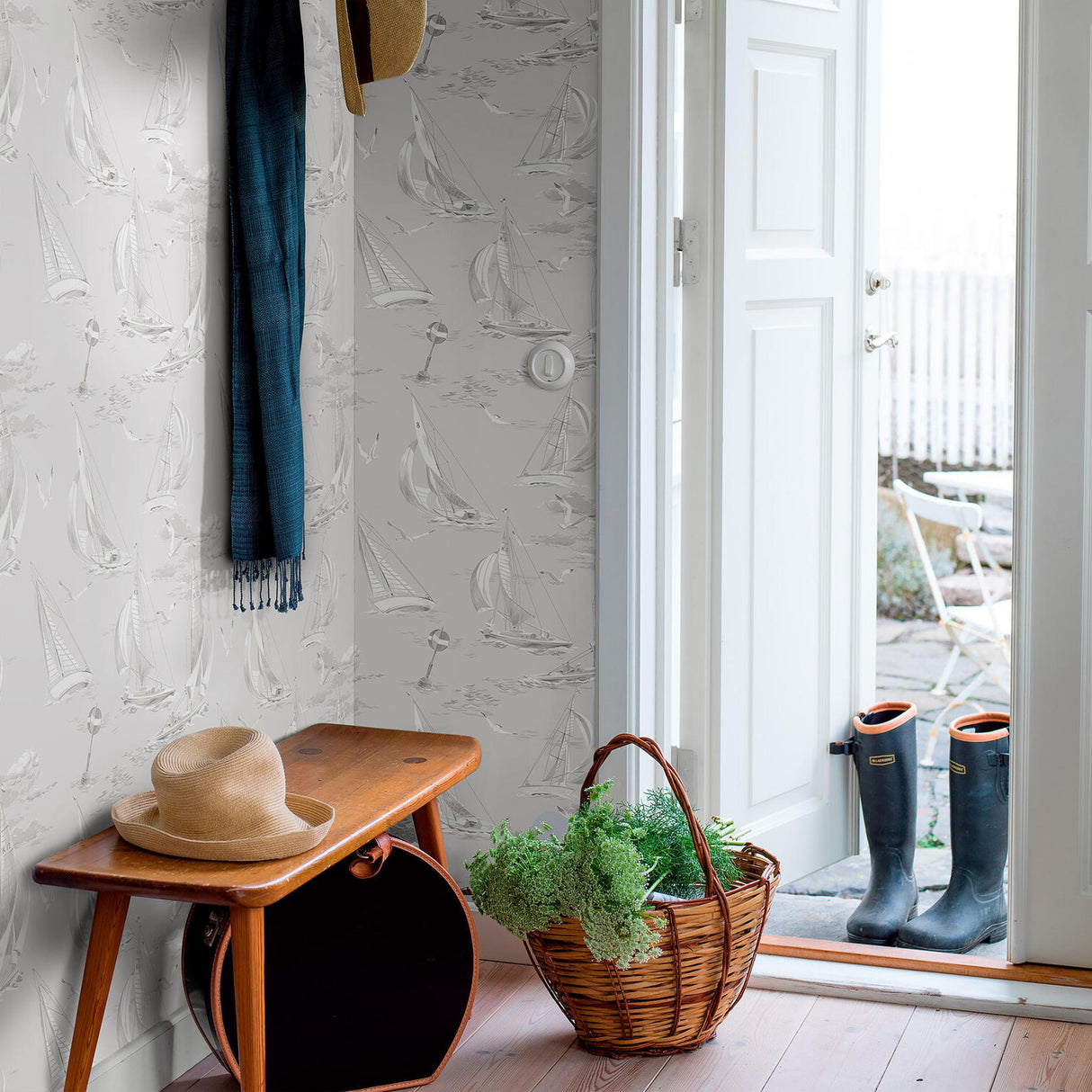 Borastapeter Sailboats Grey Wallpaper