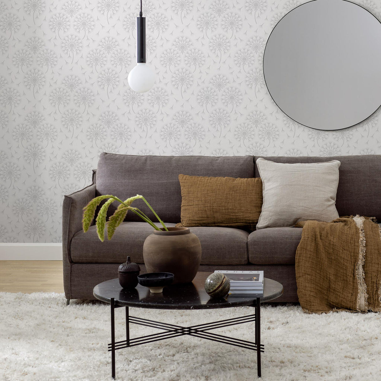 Borastapeter Dandelion Grey Wallpaper