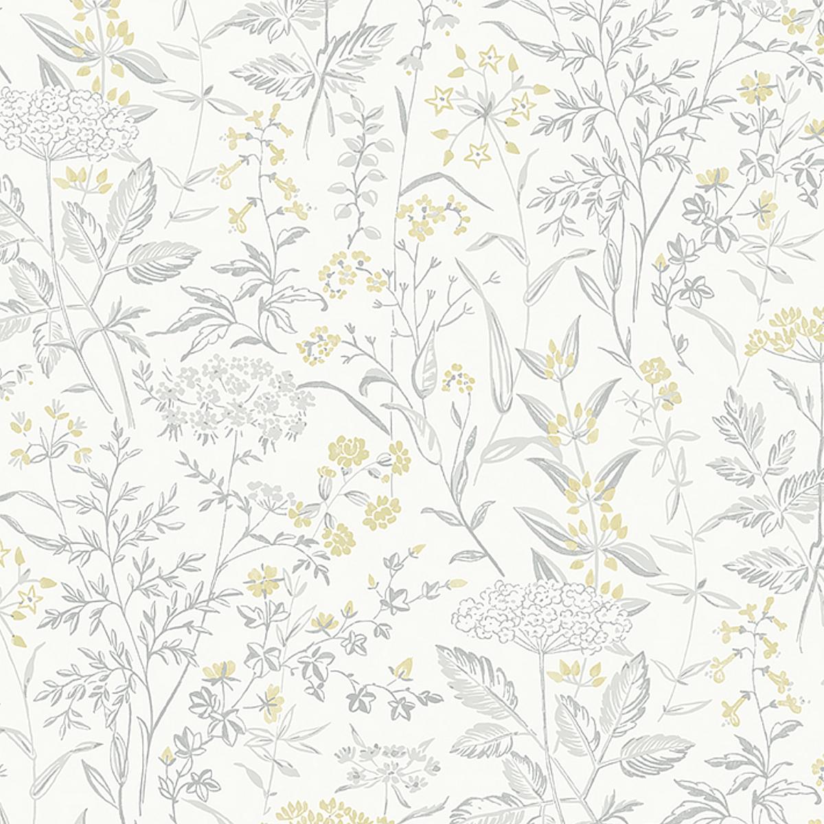 Borastapeter Delicate Dance Grey And Yellow Wallpaper