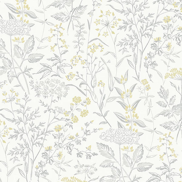 Borastapeter Delicate Dance Grey And Yellow Wallpaper