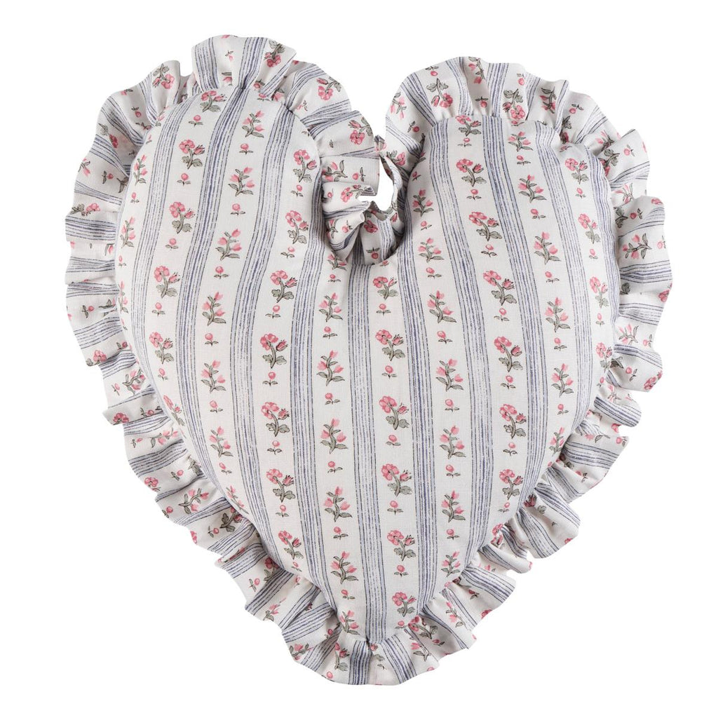 Schumacher Cabanon Stripe Heart Rose 14" x 14" Pillow