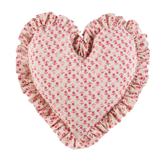 Schumacher Pink 14" x 14" Beatriz Handprint Heart Pillow