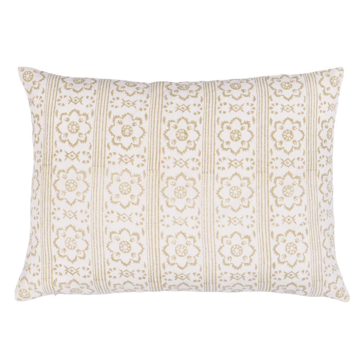 Schumacher Sunda Hand Blocked Print Neutral 16" x 12" Pillow