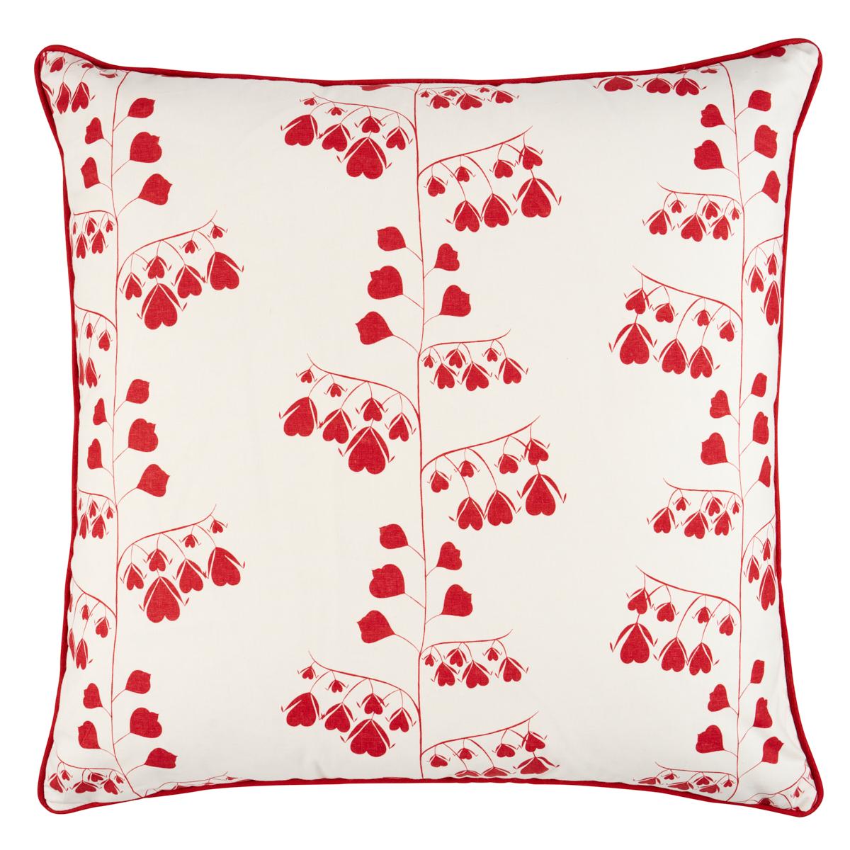 Schumacher Red 24" x 24" Bleeding Hearts Pillow