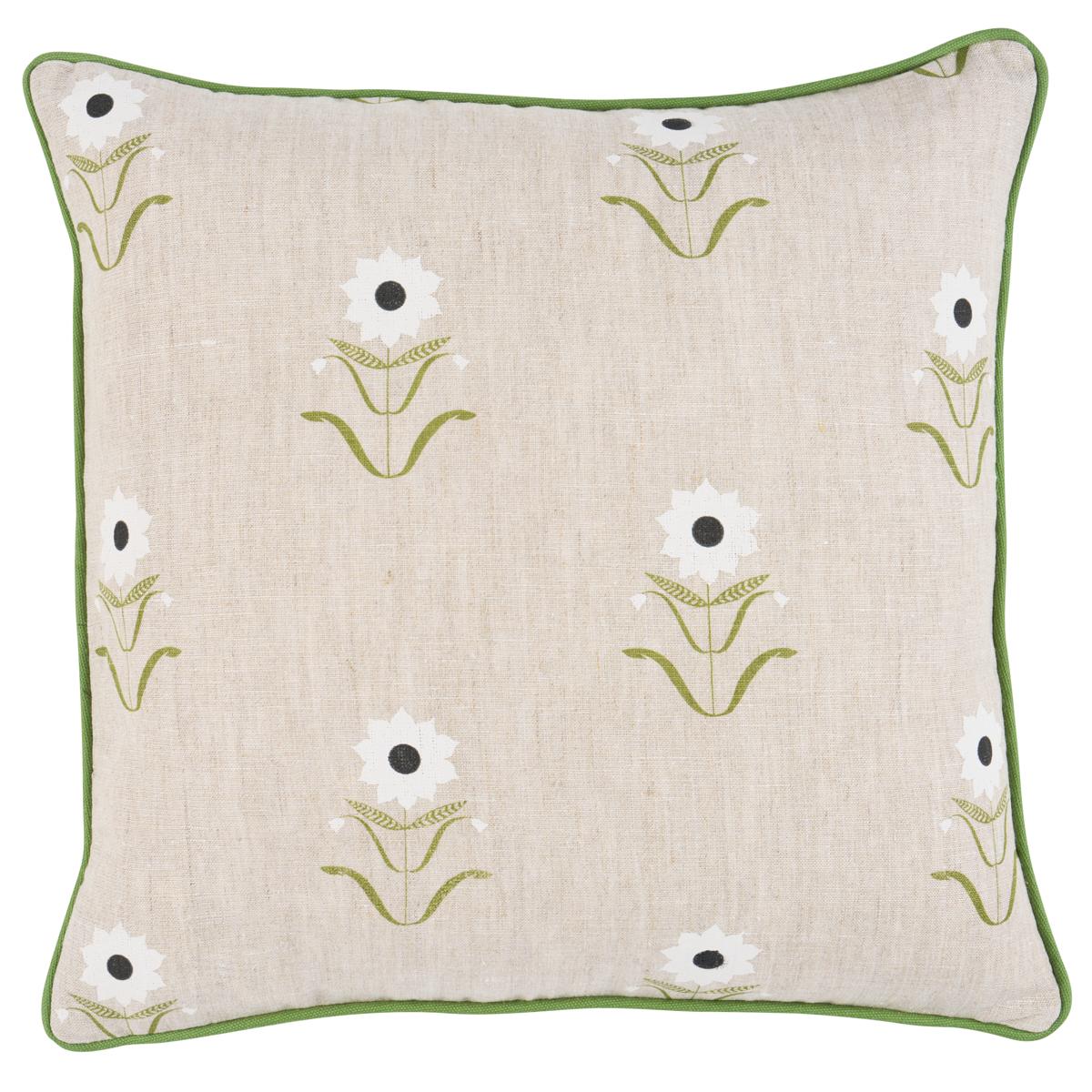 Schumacher White On Linen 16" x 16" Forget Me Nots Pillow