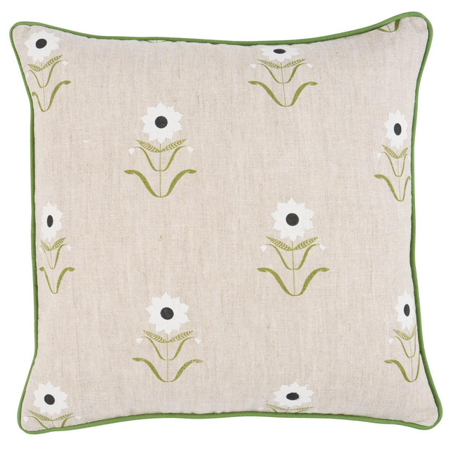 Schumacher White On Linen 16" x 16" Forget Me Nots Pillow