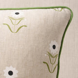 Schumacher White On Linen 16" x 16" Forget Me Nots Pillow