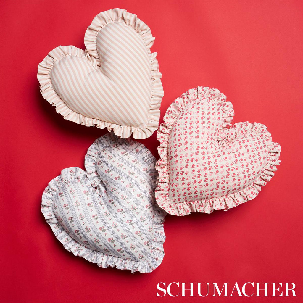 Schumacher Brigitte Stripe Heart Blush 14" x 14" Pillow