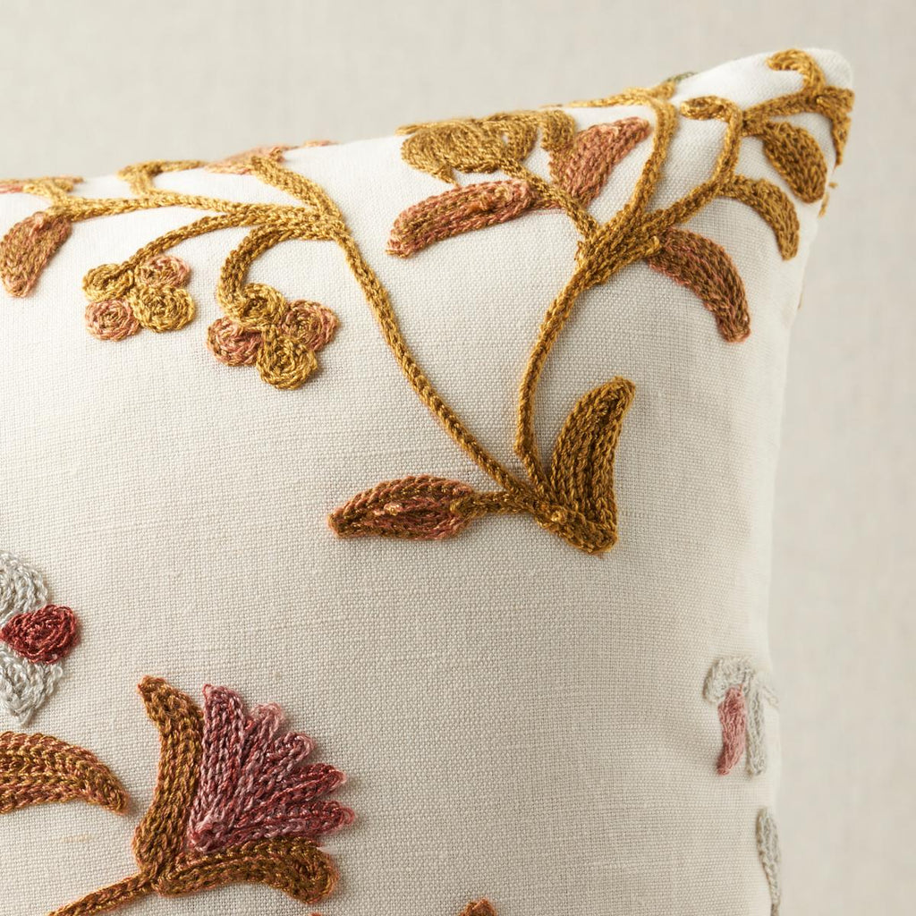 Schumacher Raleigh Crewel Embroidery  A Autumn 14" x 14" Pillow