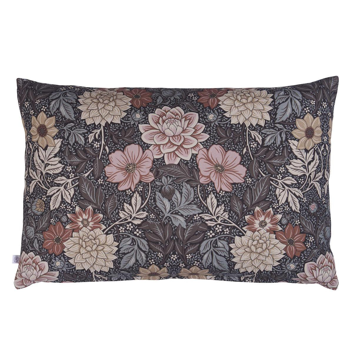 Schumacher Brown & Pink 24" x 16" Dahlia Garden Pillow