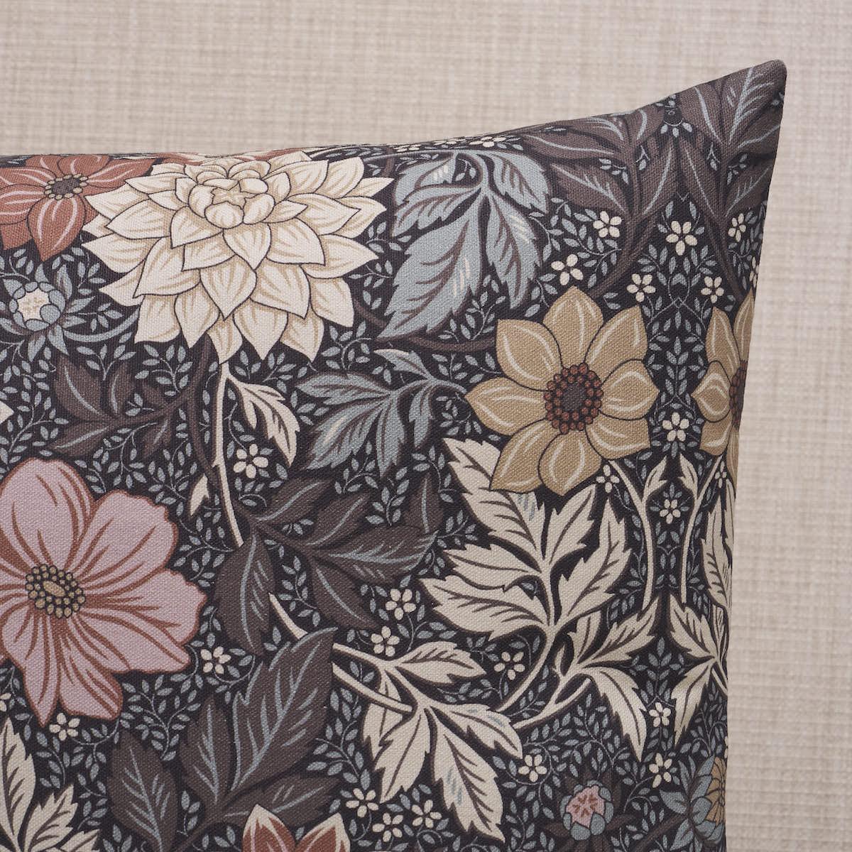 Schumacher Dahlia Garden Brown & Pink 24" x 16" Pillow