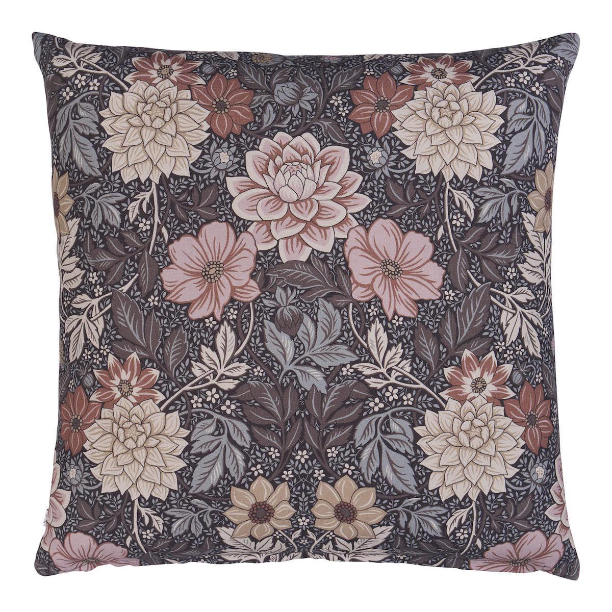 Schumacher Brown & Pink 20" x 20" Dahlia Garden Pillow