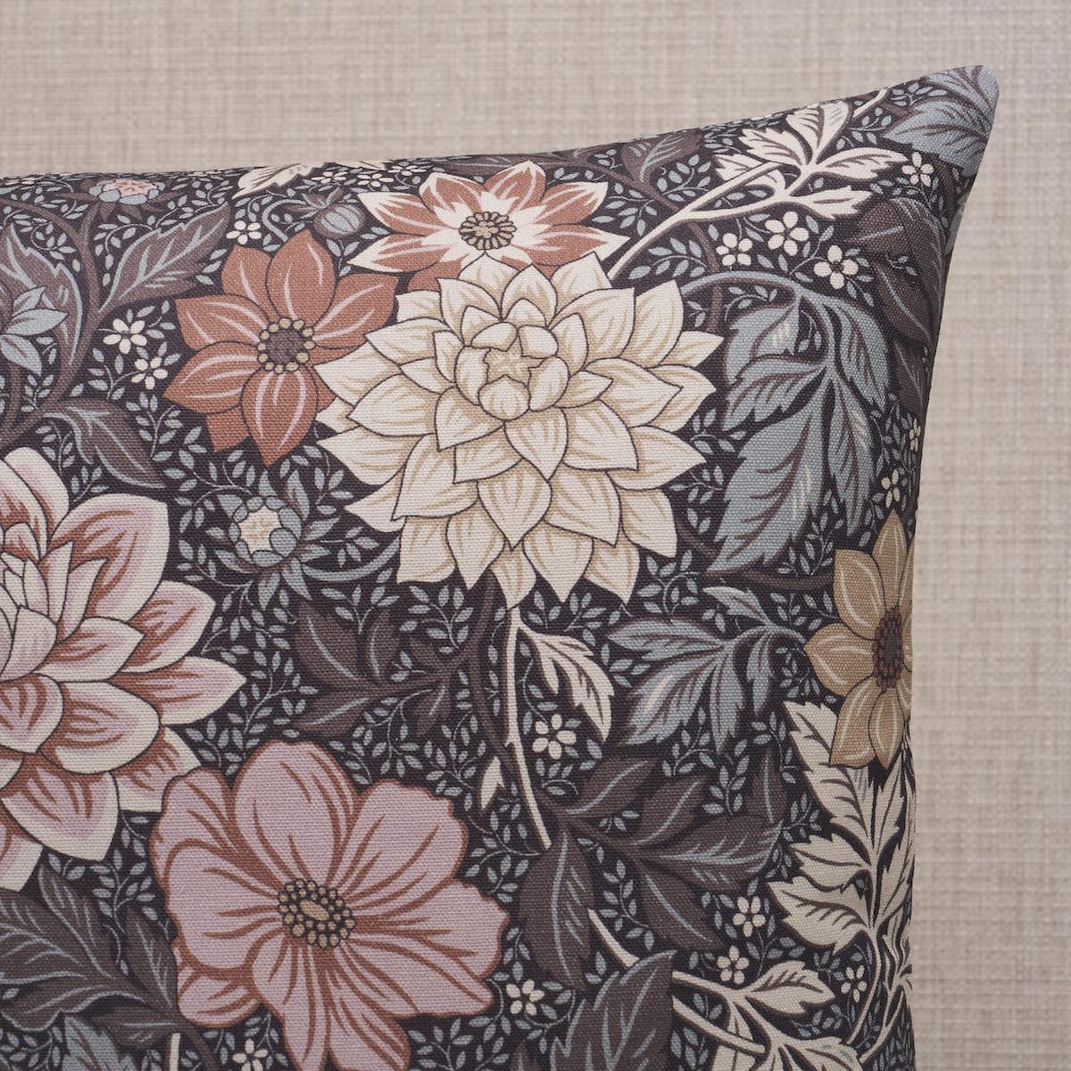 Schumacher Brown & Pink 20" x 20" Dahlia Garden Pillow