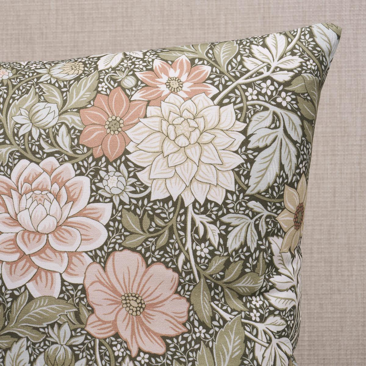 Schumacher Green & Pink 20" x 20" Dahlia Garden Pillow